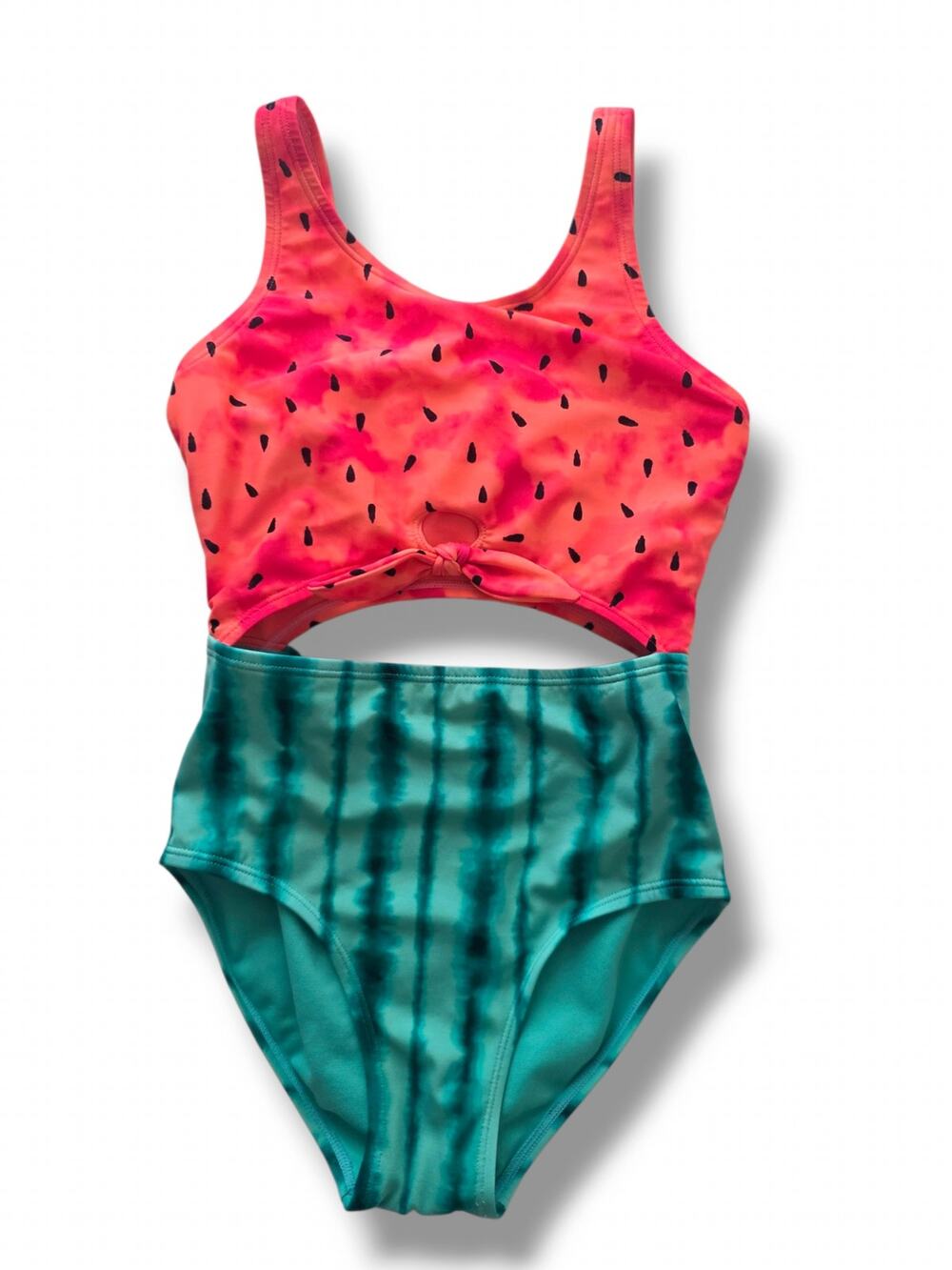 Cat & Jack Girls Medium 8 Watermelon 1 Piece Cutout Swimsuit Monokini